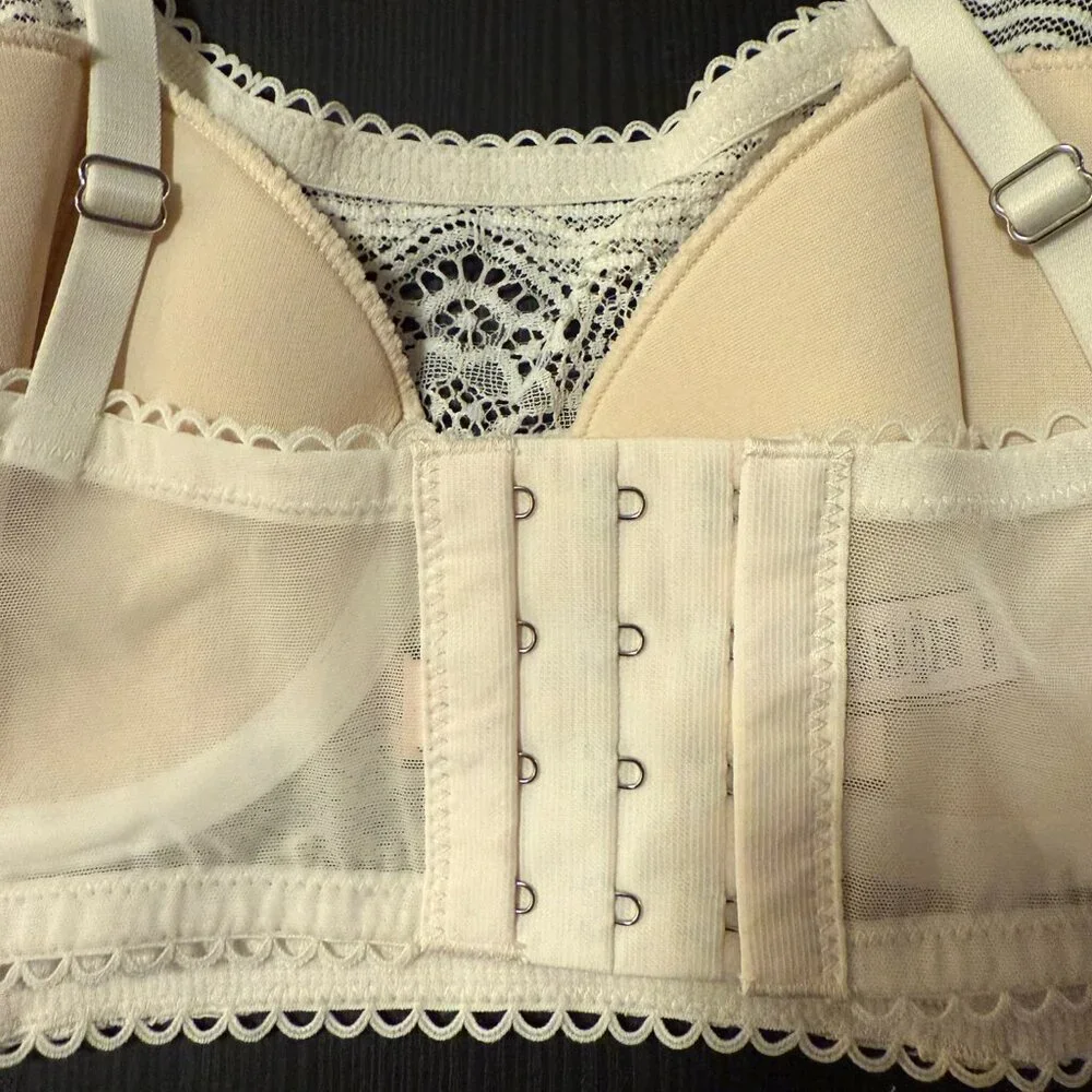 NWT Victoria's Secret Women's White and Tan Bralette Size: 32D - Picture 5 of 11
